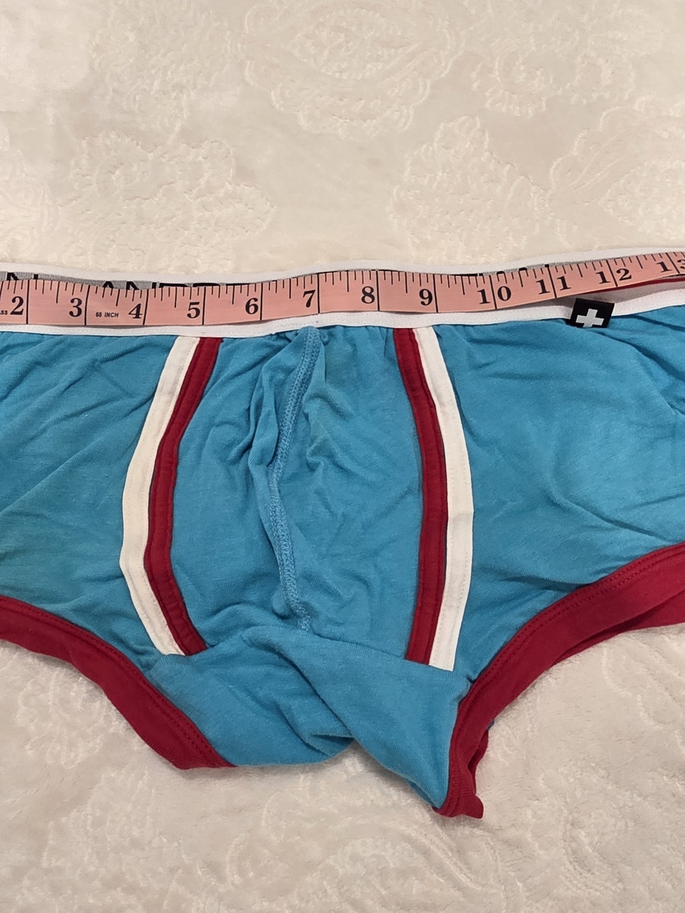 Andrew Christian Men’s Light Tel & Red Modal Trunk - Picture 9 of 10